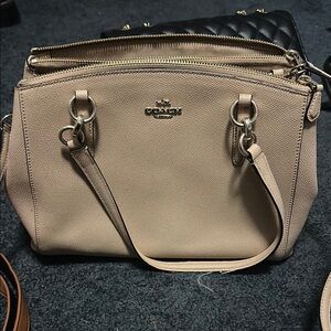 Coach Tan Leather Shoulder Bag with Structured Design